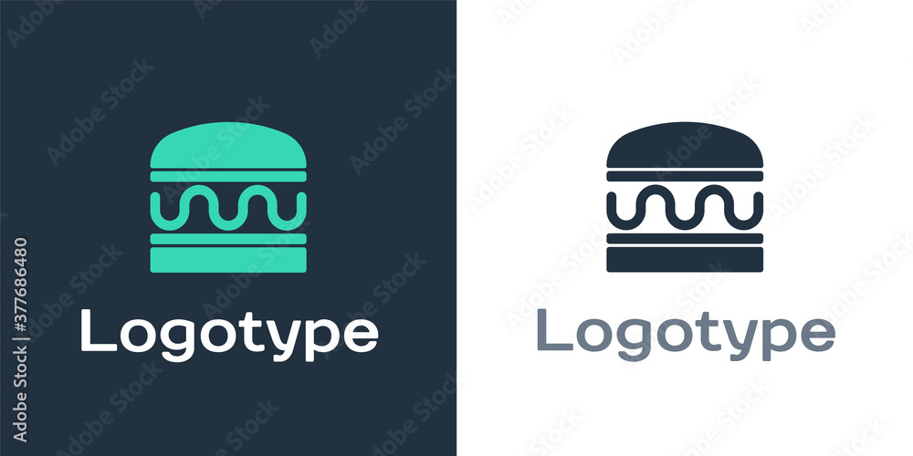 Logotype Burger icon isolated on white background. Hamburger icon. Cheeseburger sandwich sign. Fast 