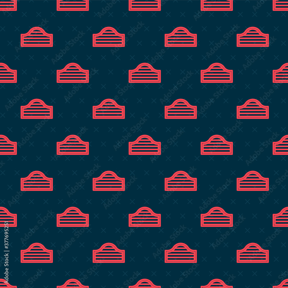 Red line Old western swinging saloon door icon isolated seamless pattern on black background. Vector