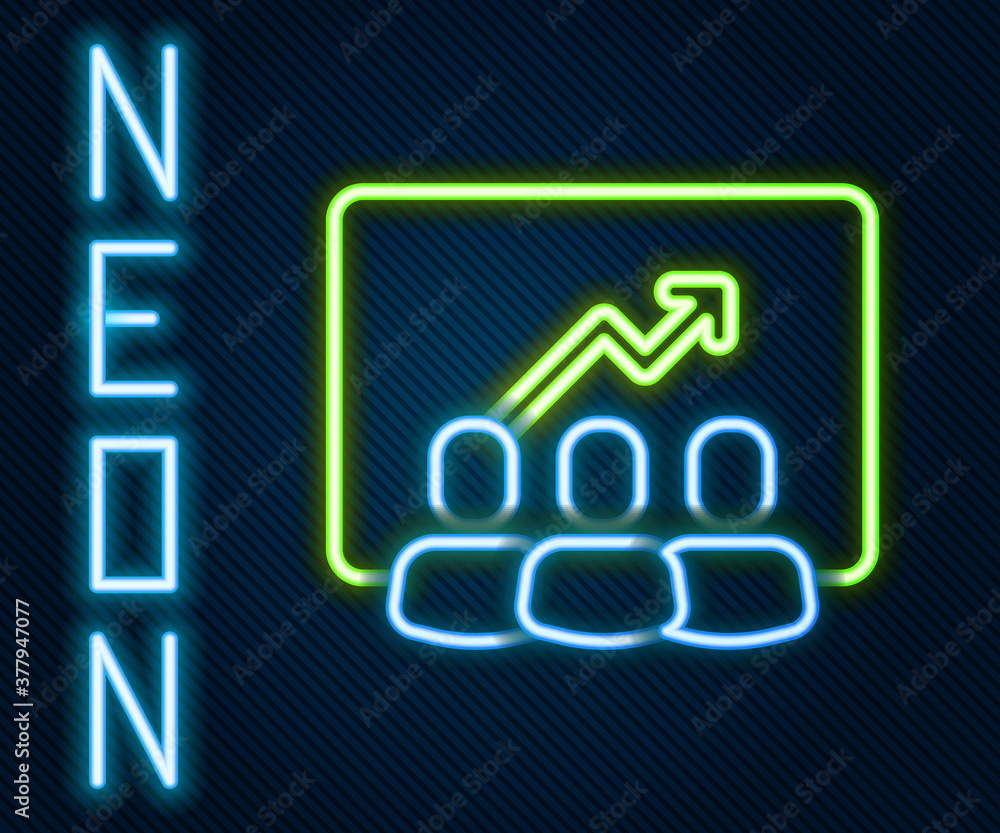 Glowing neon line Project team base icon isolated on black background. Business analysis and plannin