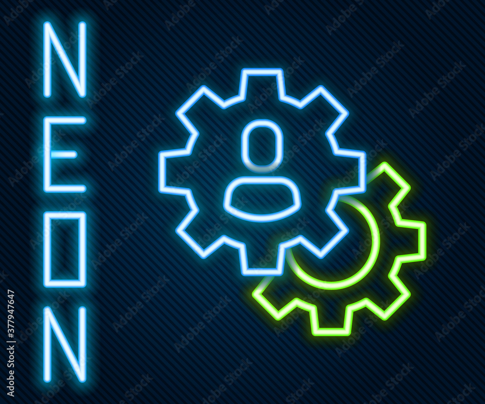 Glowing neon line Head hunting icon isolated on black background. Business target or Employment sign