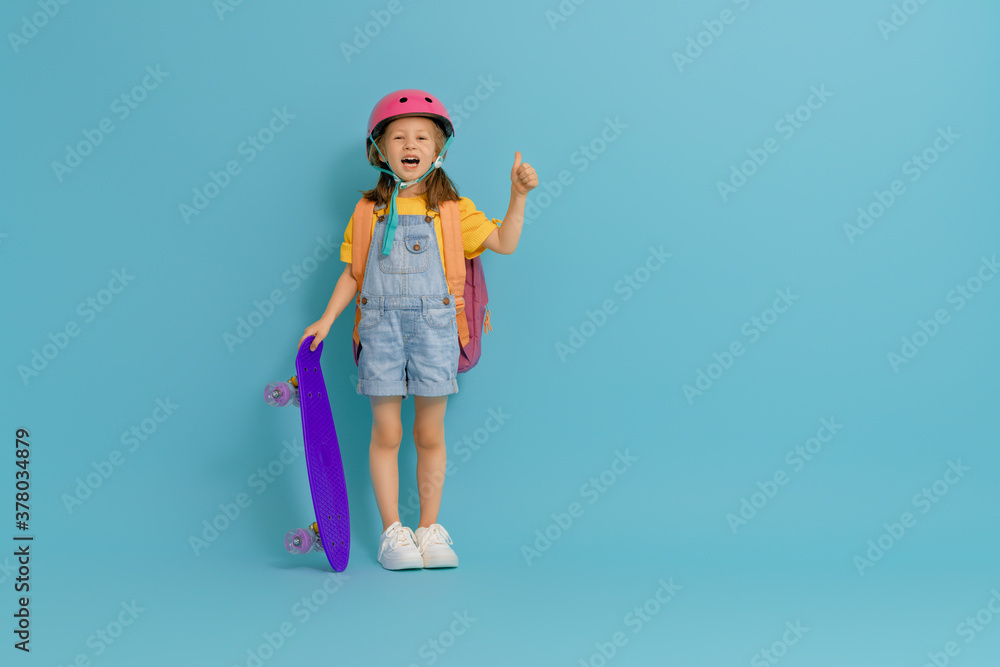 Cute child with skateboard