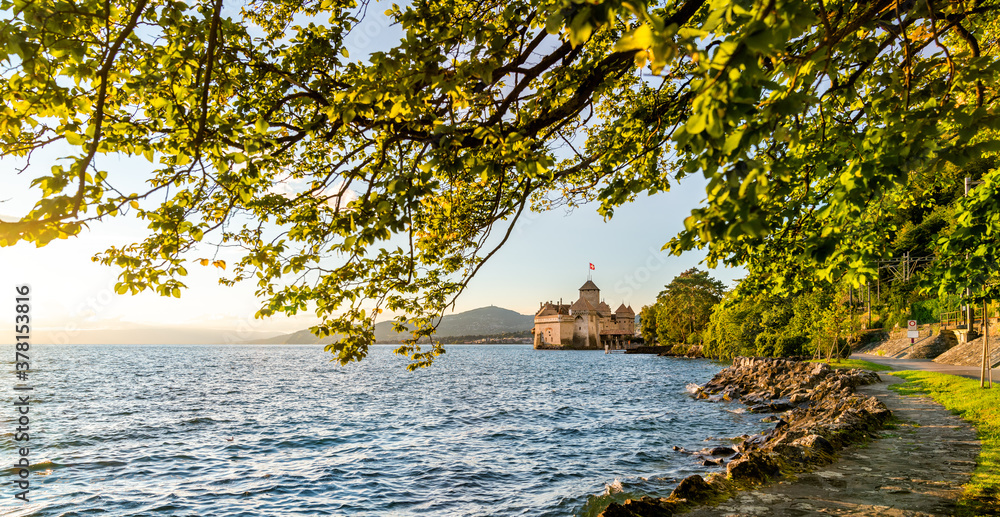 Chillon Castle on Lake Geneva in Switzerland