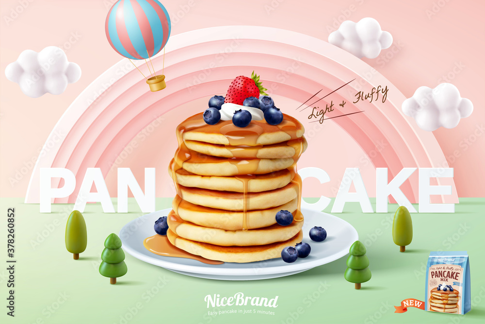 Fluffy pancake ad template