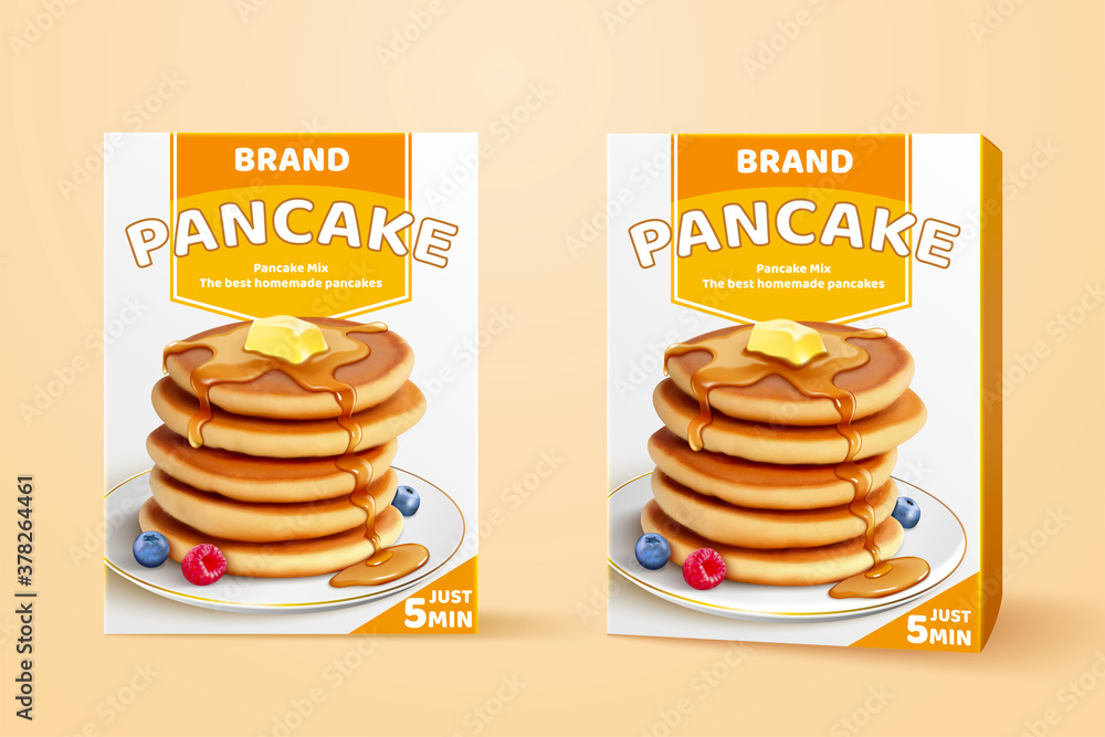 Pancake mix packaging design mockup