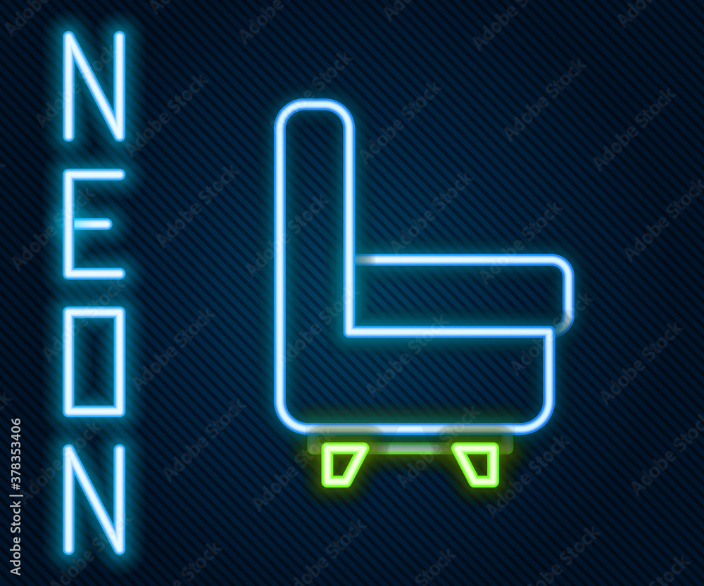 Glowing neon line Armchair icon isolated on black background. Colorful outline concept. Vector Illus