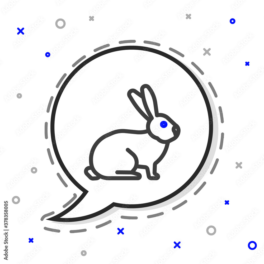 Line Rabbit icon isolated on white background. Colorful outline concept. Vector.