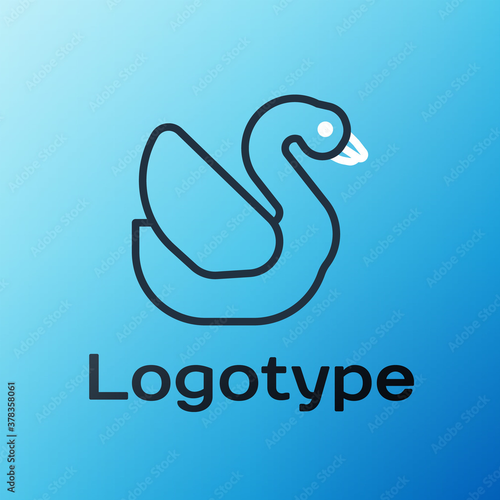 Line Swan bird icon isolated on blue background. Animal symbol. Colorful outline concept. Vector.