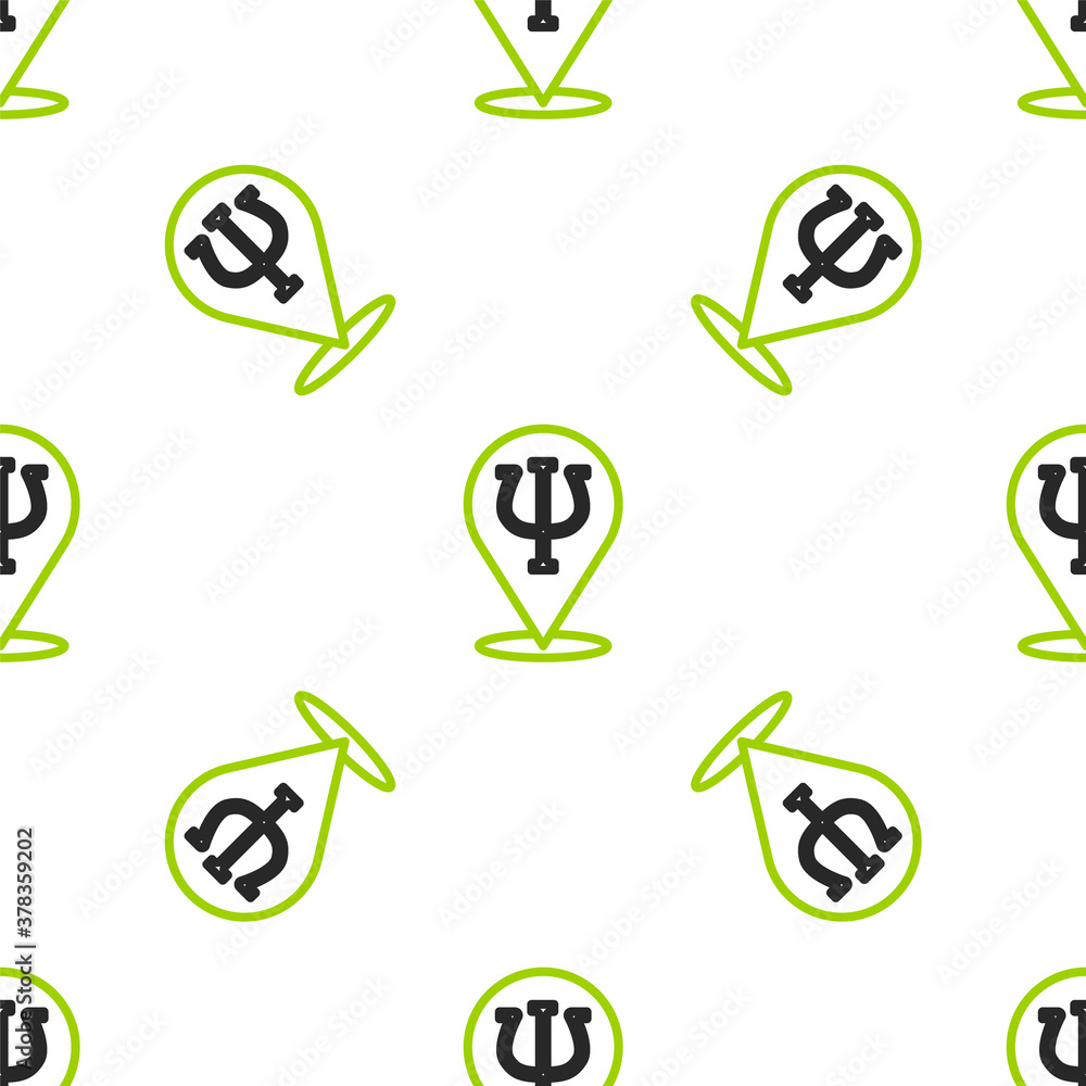 Line Psychology icon isolated seamless pattern on white background. Psi symbol. Mental health concep