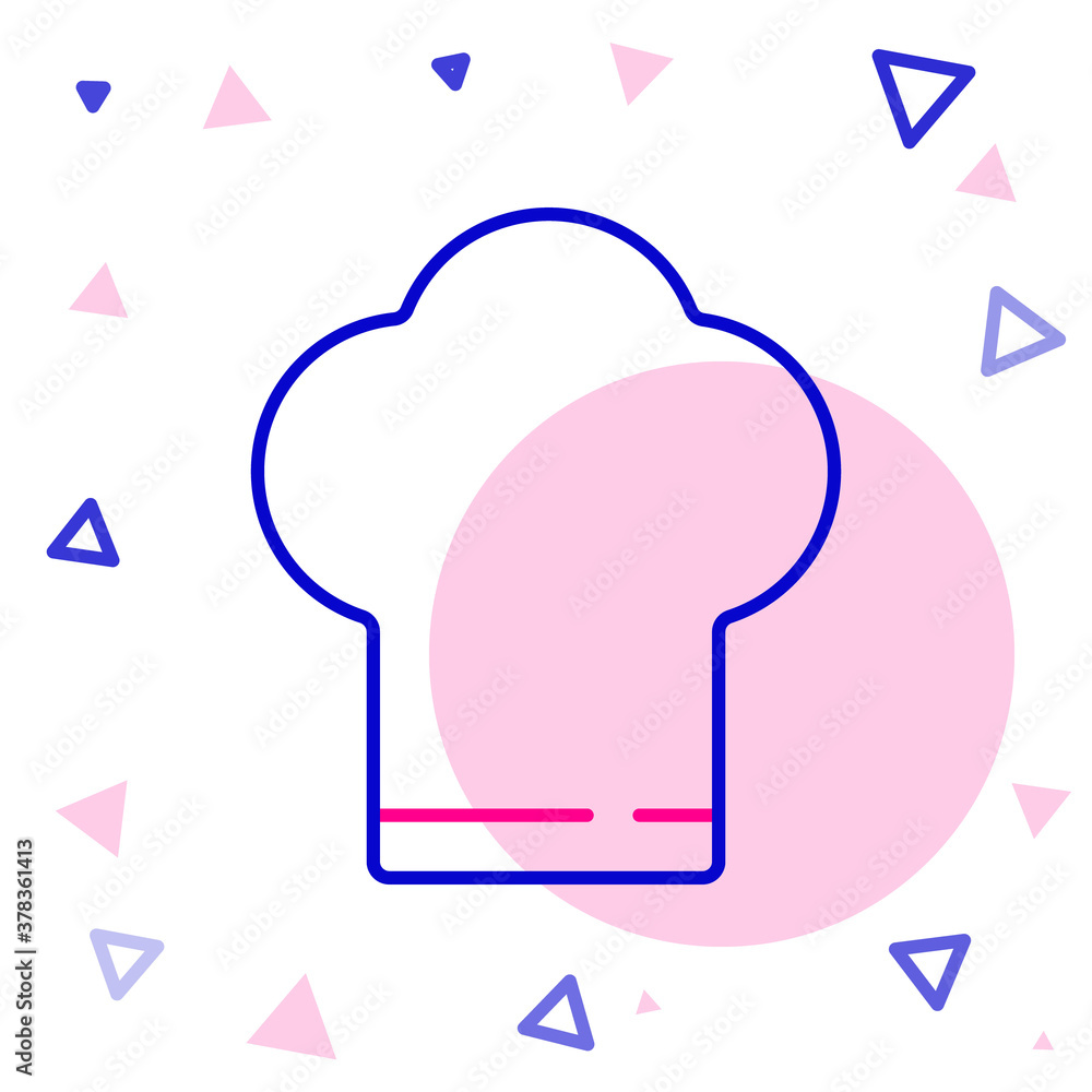 Line Chef hat icon isolated on white background. Cooking symbol. Cooks hat. Colorful outline concept