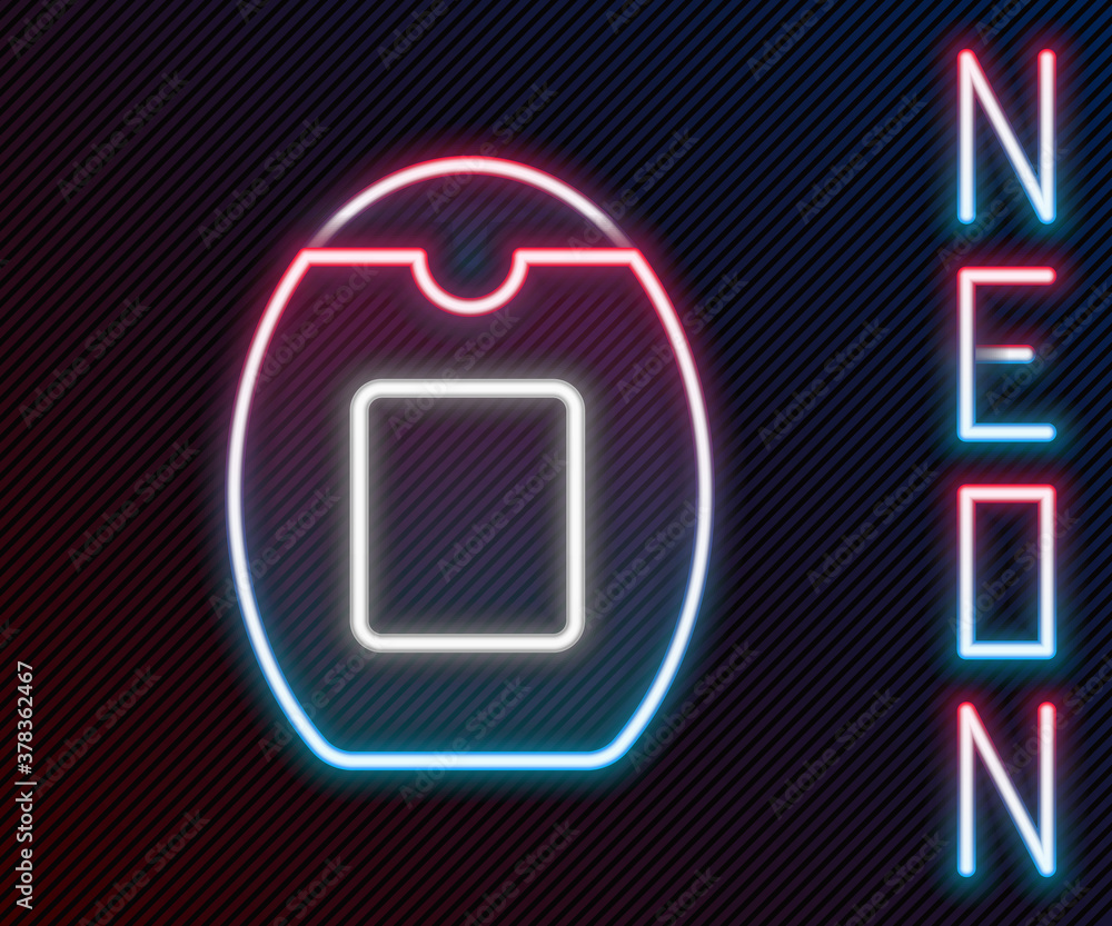 Glowing neon line Bottle of shampoo icon isolated on black background. Colorful outline concept. Vec