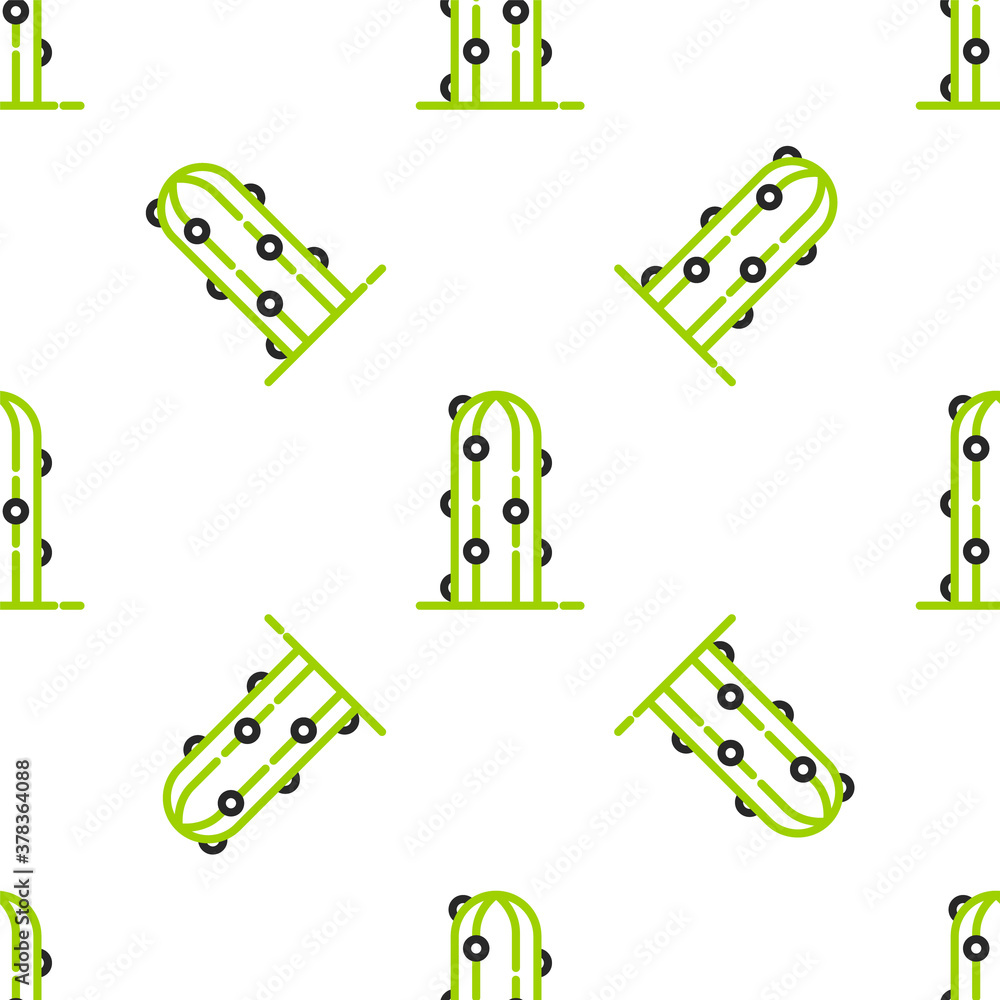 Line Cactus icon isolated seamless pattern on white background. Vector.