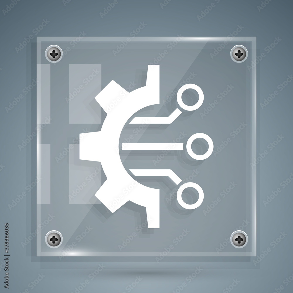 White Algorithm icon isolated on grey background. Algorithm symbol design from Artificial Intelligen