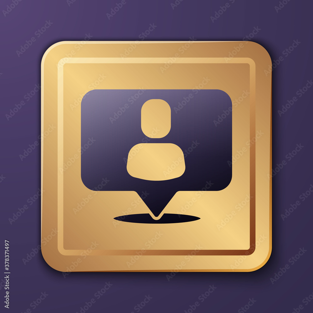 Purple Head hunting icon isolated on purple background. Business target or Employment sign. Human re