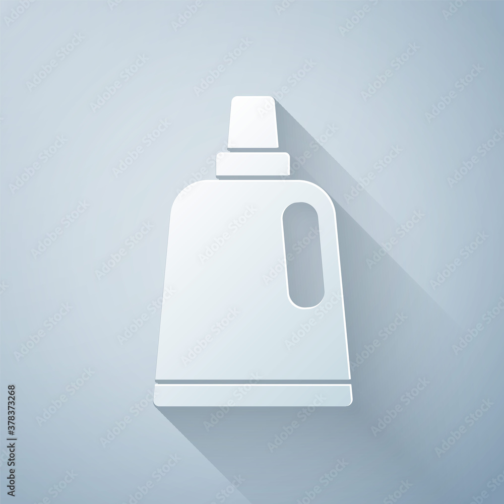 Paper cut Plastic bottle for laundry detergent, bleach, dishwashing liquid or another cleaning agent