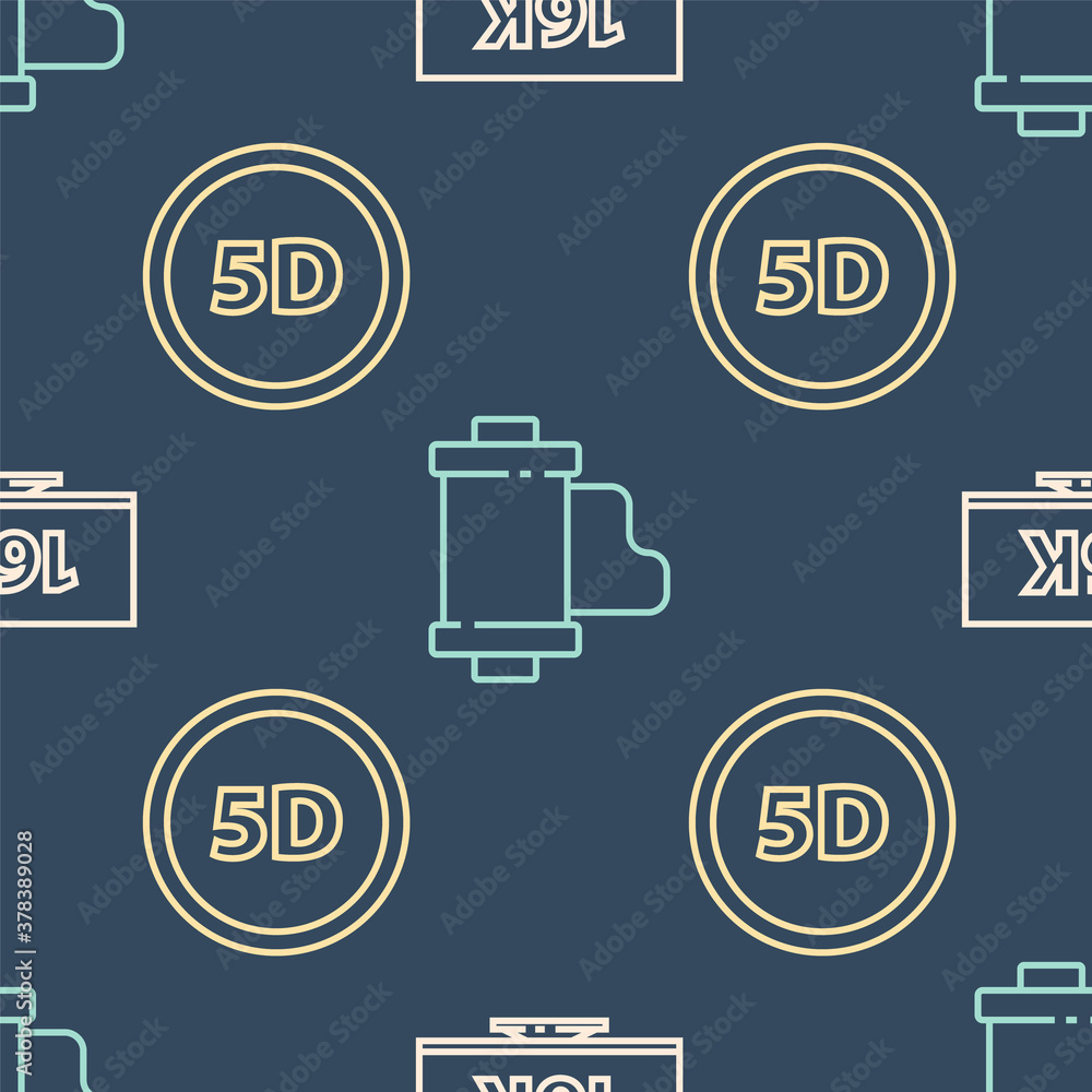 Set line Screen tv with 16k, 5d virtual reality and Camera vintage film roll cartridge on seamless p