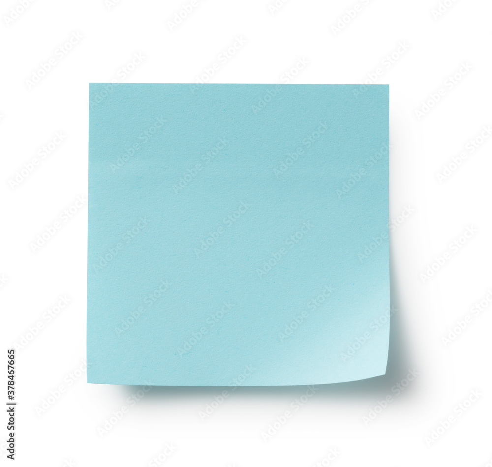 Blue sticky notes on a white background