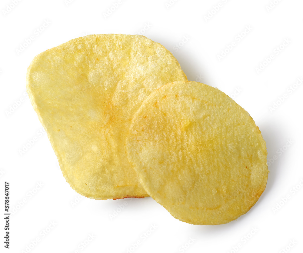 potato chips on white background