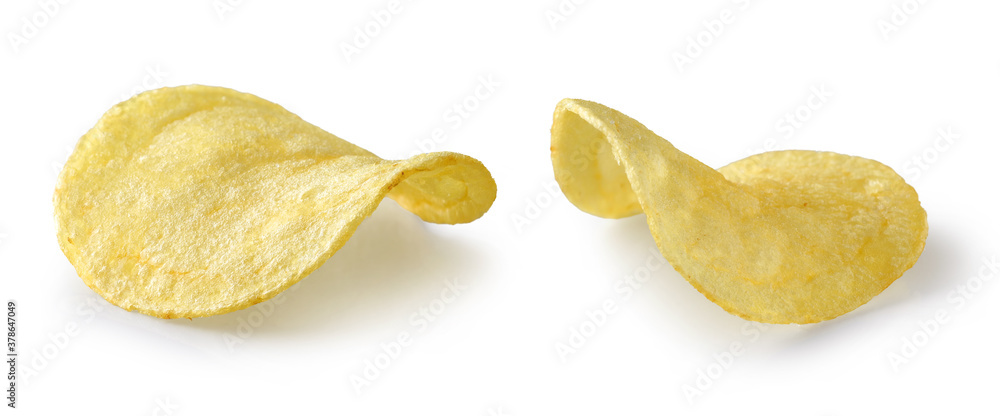 potato chips on white background