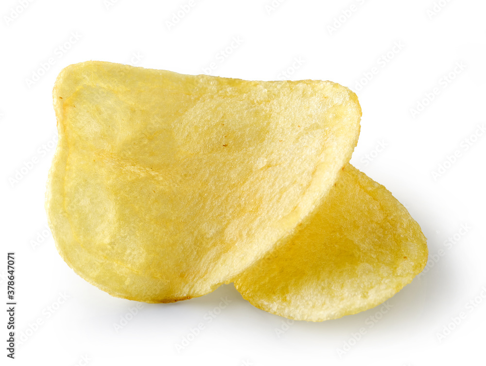 potato chips on white background