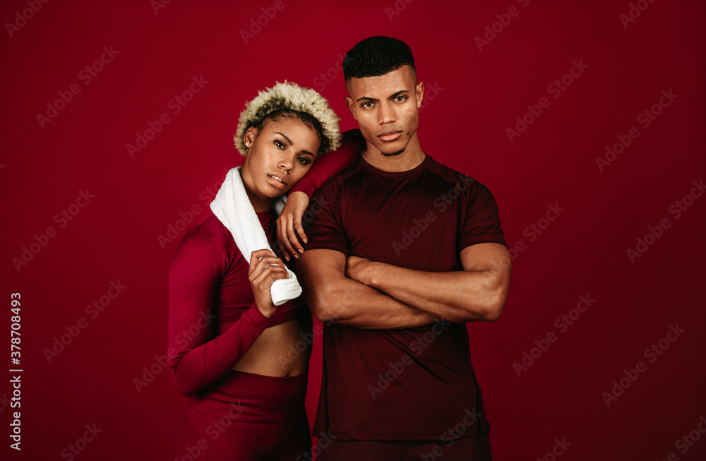 Portrait of african american fitness couple during workout