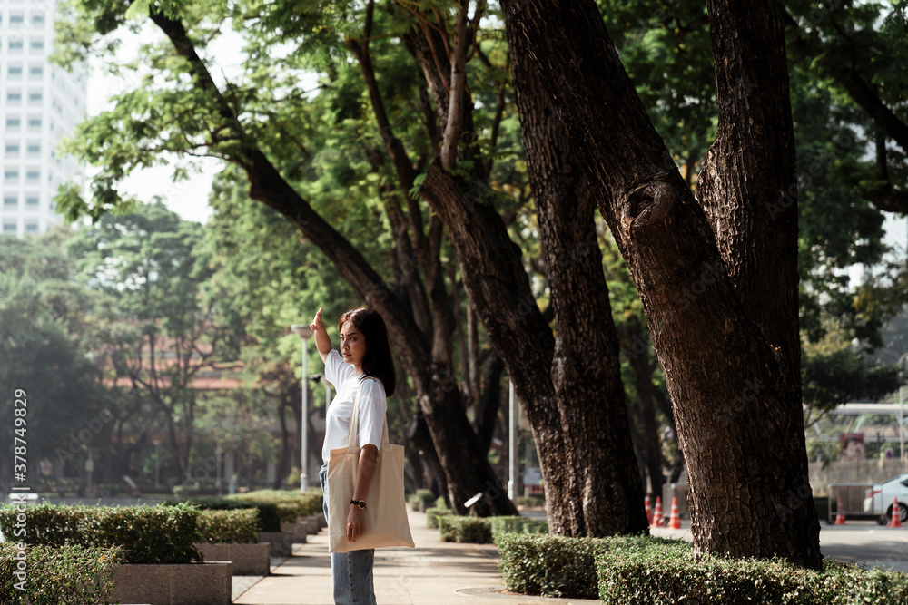 University student in the park outdoors.