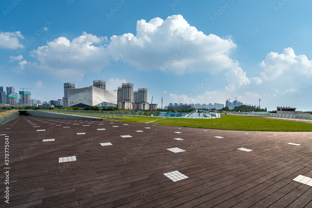 Nanjing CBD city square and architectural landscape