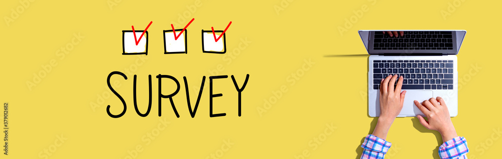 Survey with woman using a laptop computer