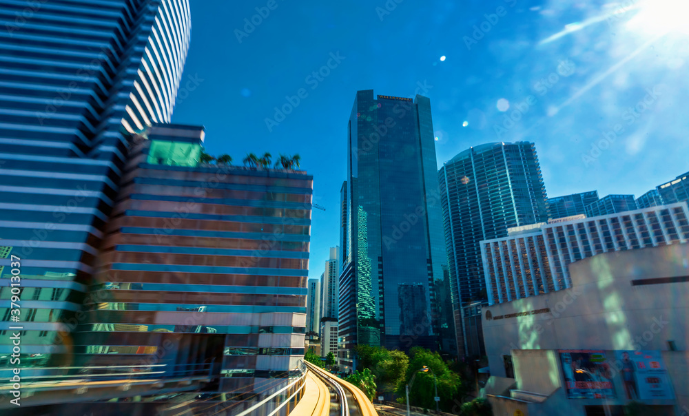 Miami Metro Mover Automated Train POV through the windshield