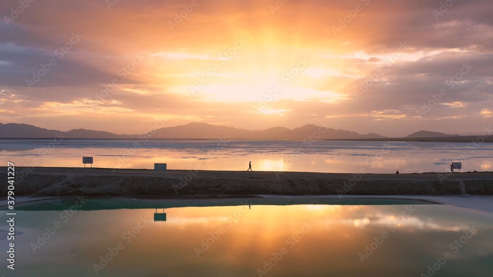 sunset over the lake