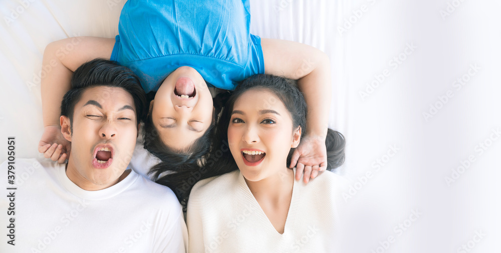 Happy Attractive Young asian Family Portrait Healthy harmony in life family day concept asian family