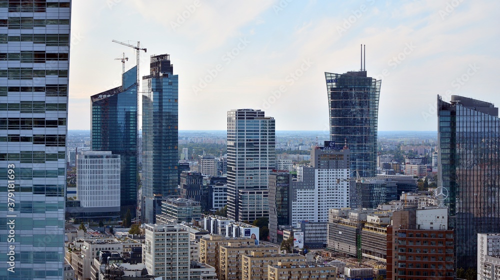 Cityscape of city from the viewing terrace located on the 30th floor.  