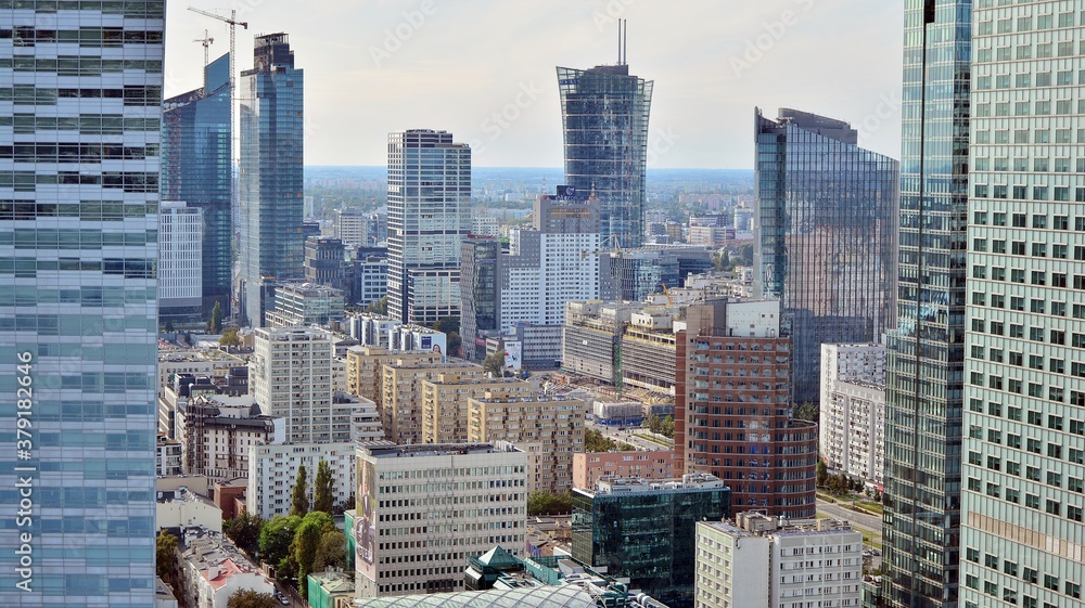 Cityscape of city from the viewing terrace located on the 30th floor.  