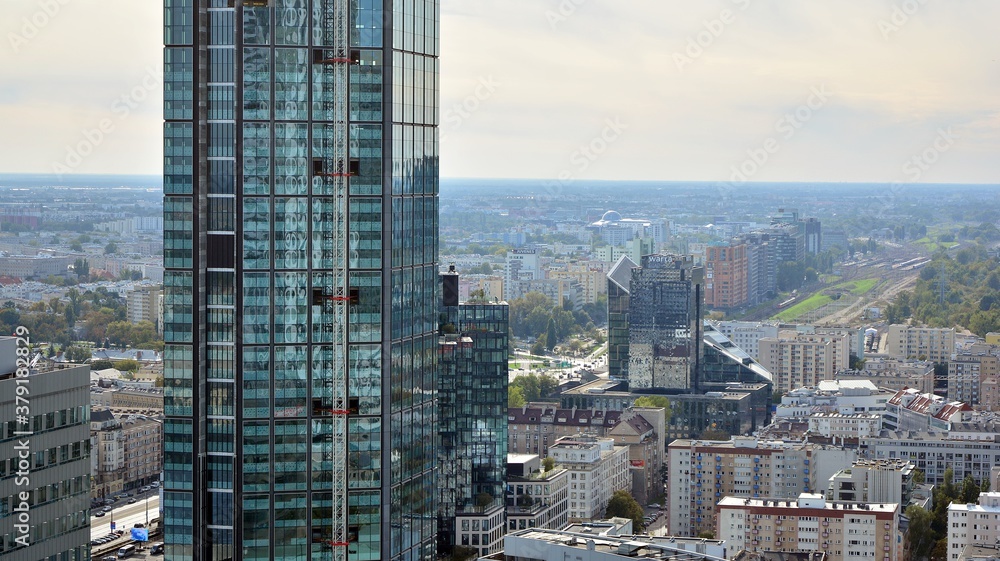 Cityscape of city from the viewing terrace located on the 30th floor.  