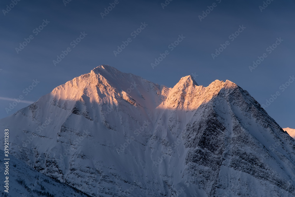 Lofoten islands, Norway. Mountains peaks during sunrise. Evening time. Winter landscape. Norway - tr