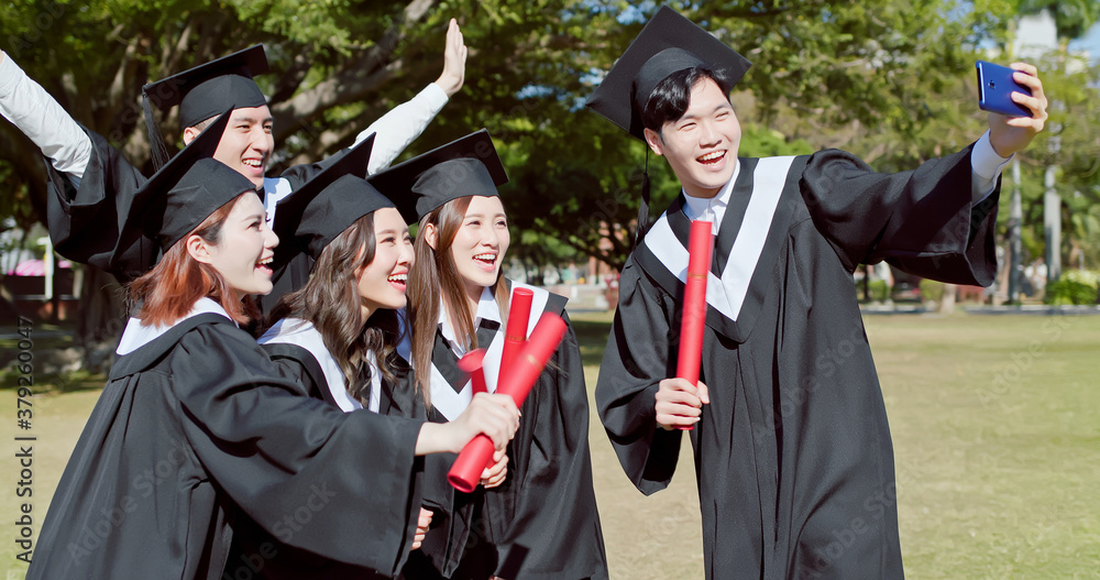 group happy graduate students