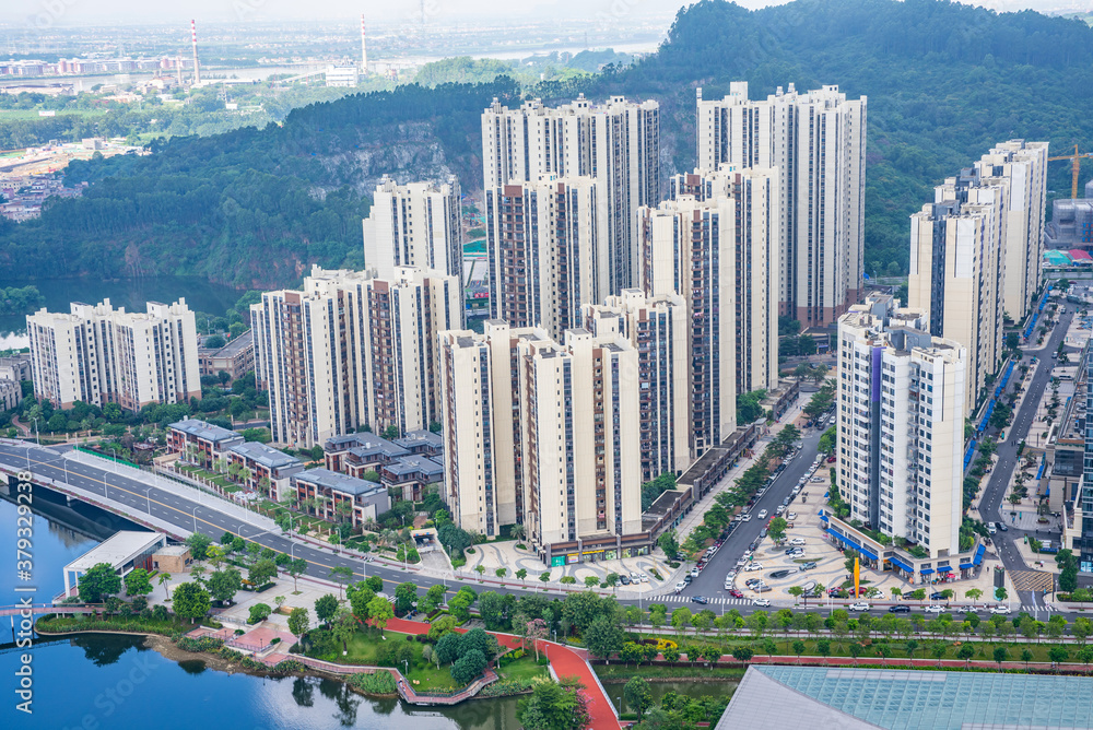 Dense residential developments in Nansha Free Trade Zone, Guangzhou, China