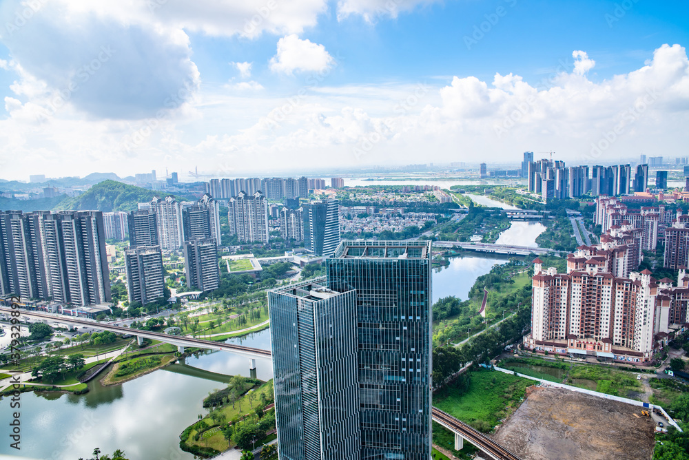 Cityscape of Nansha Free Trade Zone, Guangzhou, China