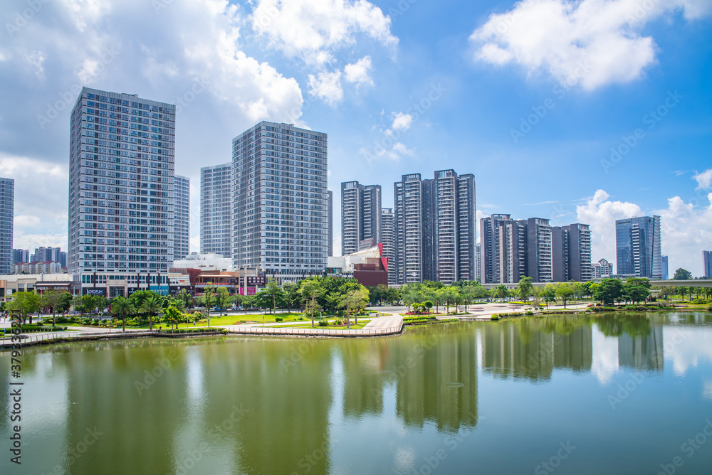 Scenery of Jiaomen River Bank in Nansha District, Guangzhou City, Guangdong Province, China