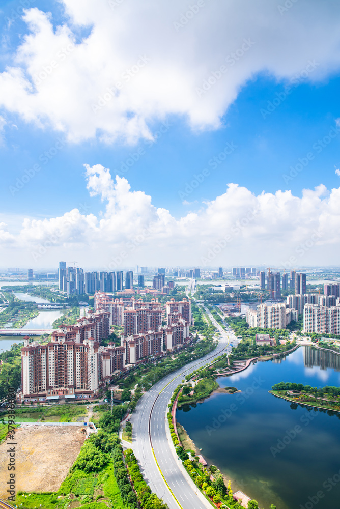 Cityscape of Nansha Free Trade Zone, Guangzhou, China