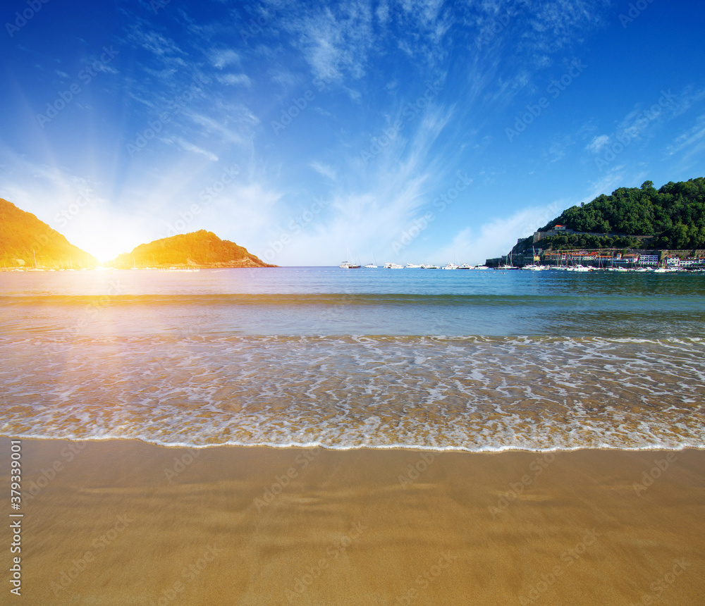 Sand beach and ocean