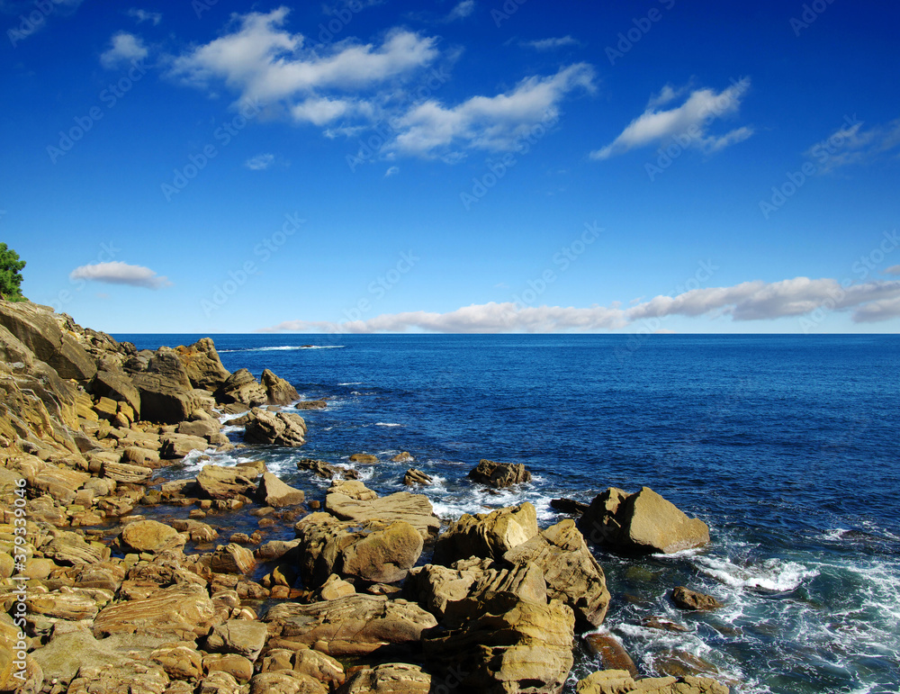  the blue sea and rocks