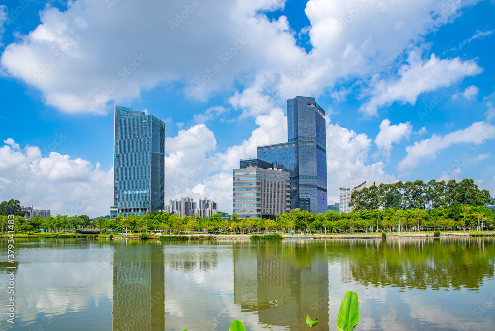 Scenery of Jiaomen River Bank in Nansha District, Guangzhou City, Guangdong Province, China