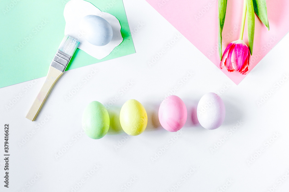 Easter concept on white background top view mockup