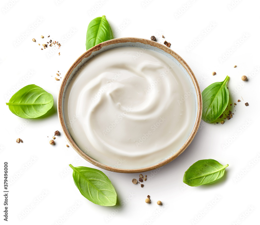 bowl of whipped yogurt cream