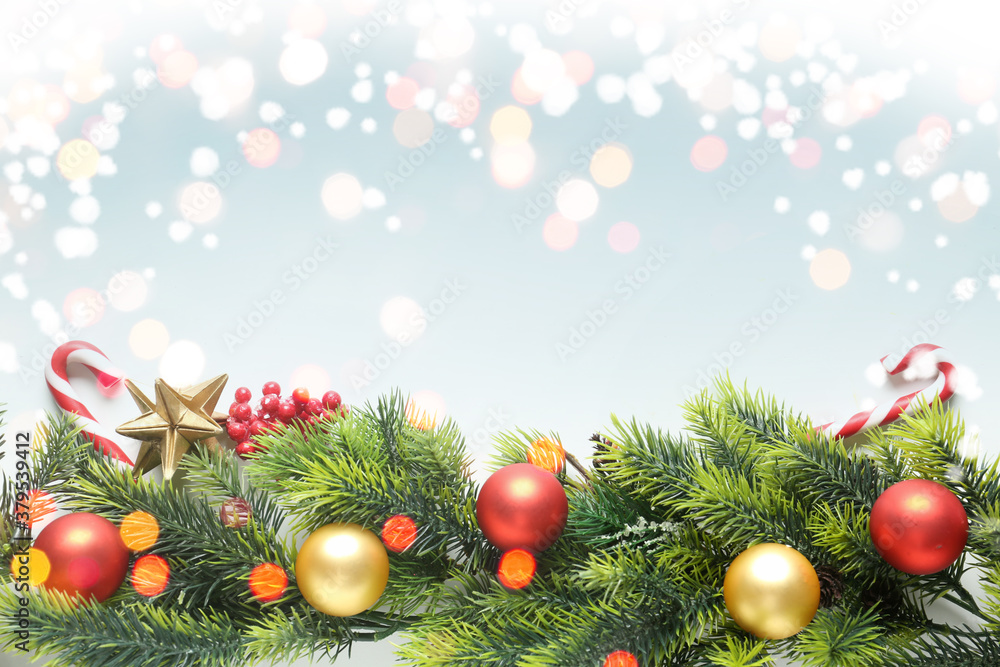 Beautiful Christmas composition on light background