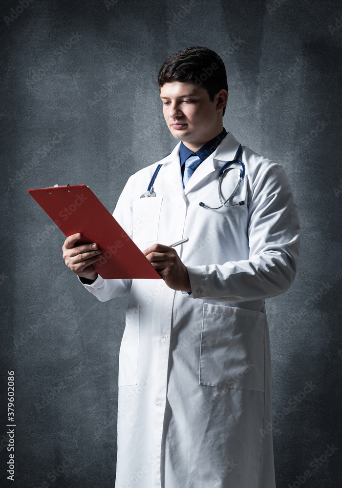 Doctor with tablet for documents