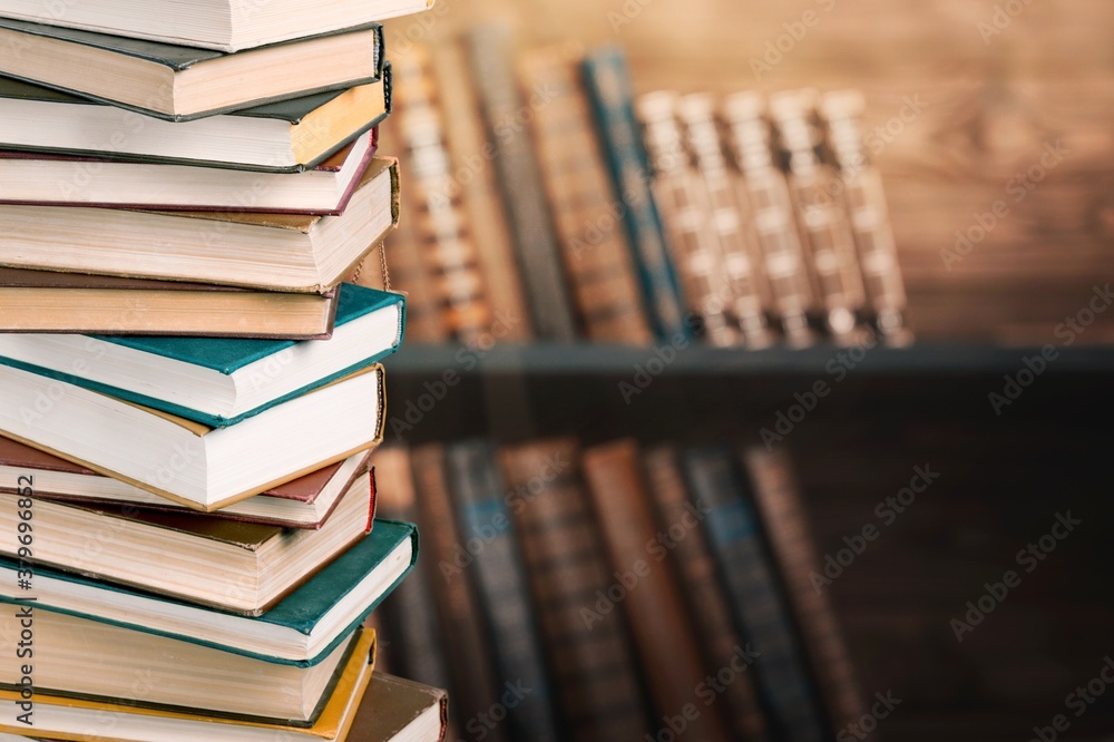 Stack of books, education and learning background