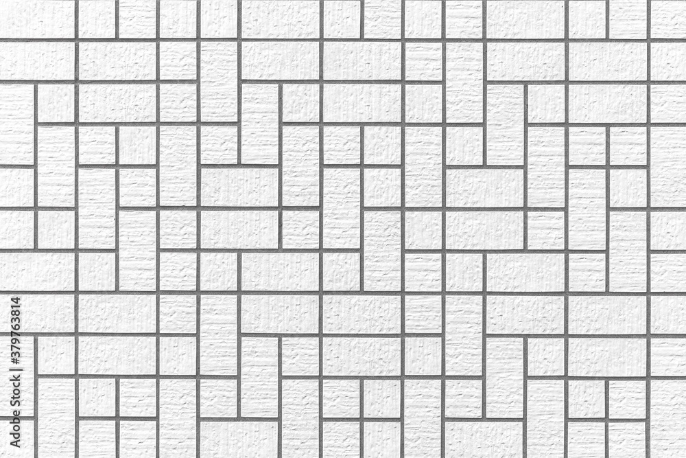 Modern white wall tile with square mosaic pattern seamless background and texture