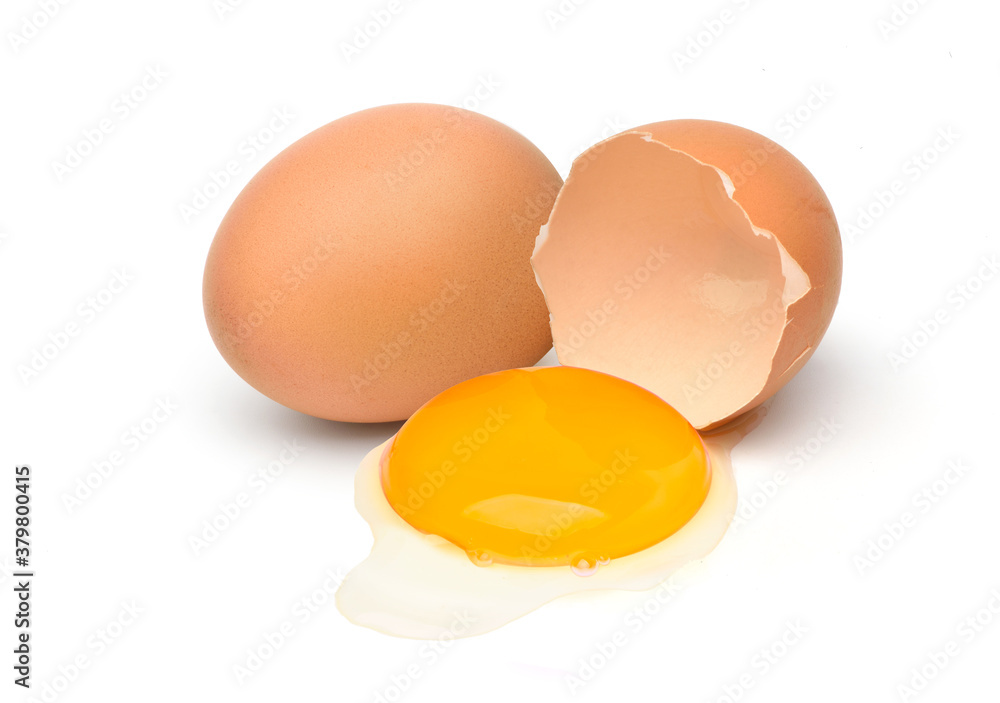 Egg yolk  half eggs isolated on a white background.