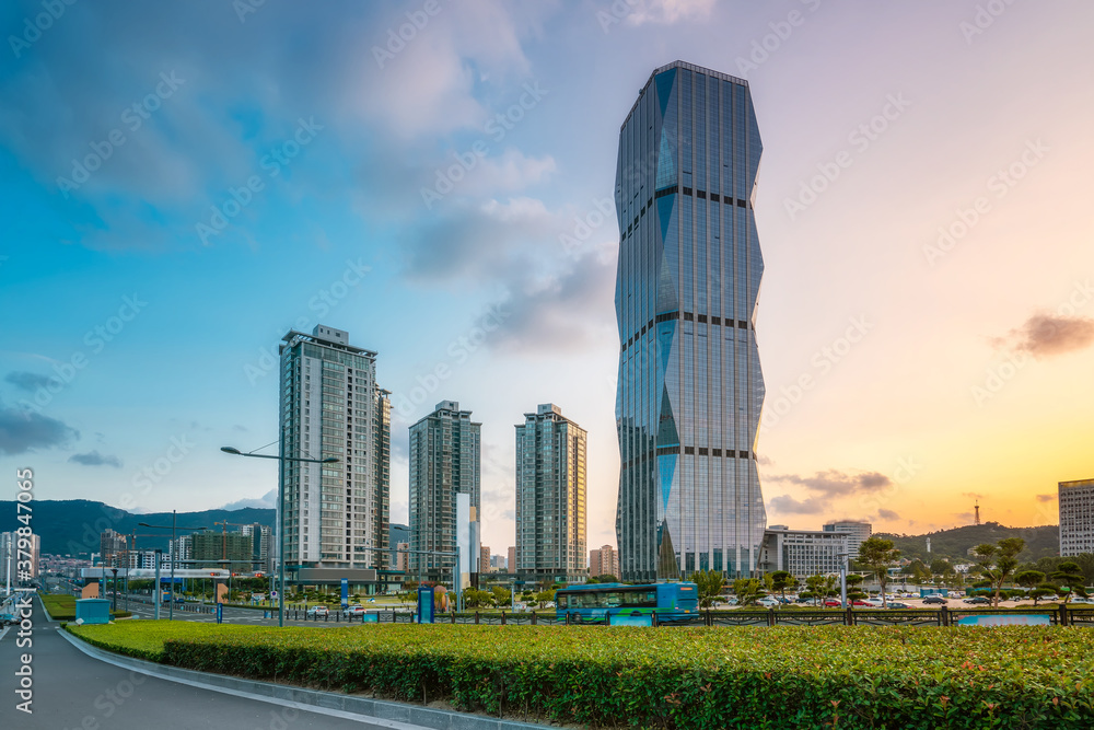 Modern architectural landscape of Lianyungang City in Jiangsu Province